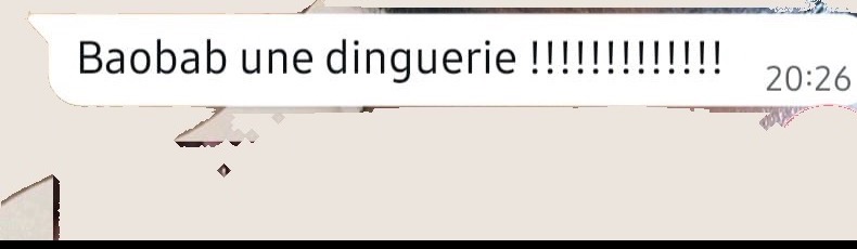 Message d’une cliente : Baobab une dinguerie !